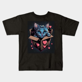 cute cat in box Kids T-Shirt